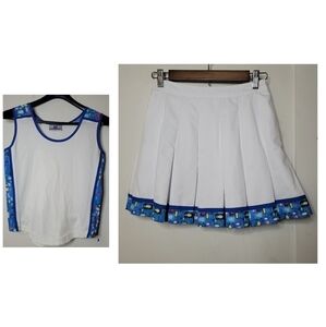 Slazenger Tennis Skirt & Shirt Set 100% Cotton Medium Top, Size 8 Skirt